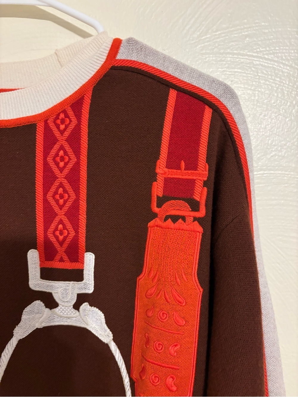 Hermès Paris Wool Cashmere Equestrian Stirrup Sweater Brown Orange Size 36 - Picture 7 of 9